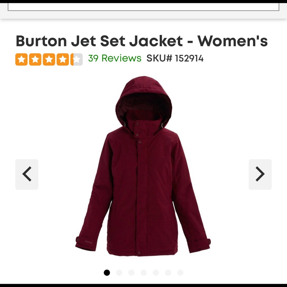 BURTON Dry Ride XS Burgundy Snowboarding/Ski Jacket
